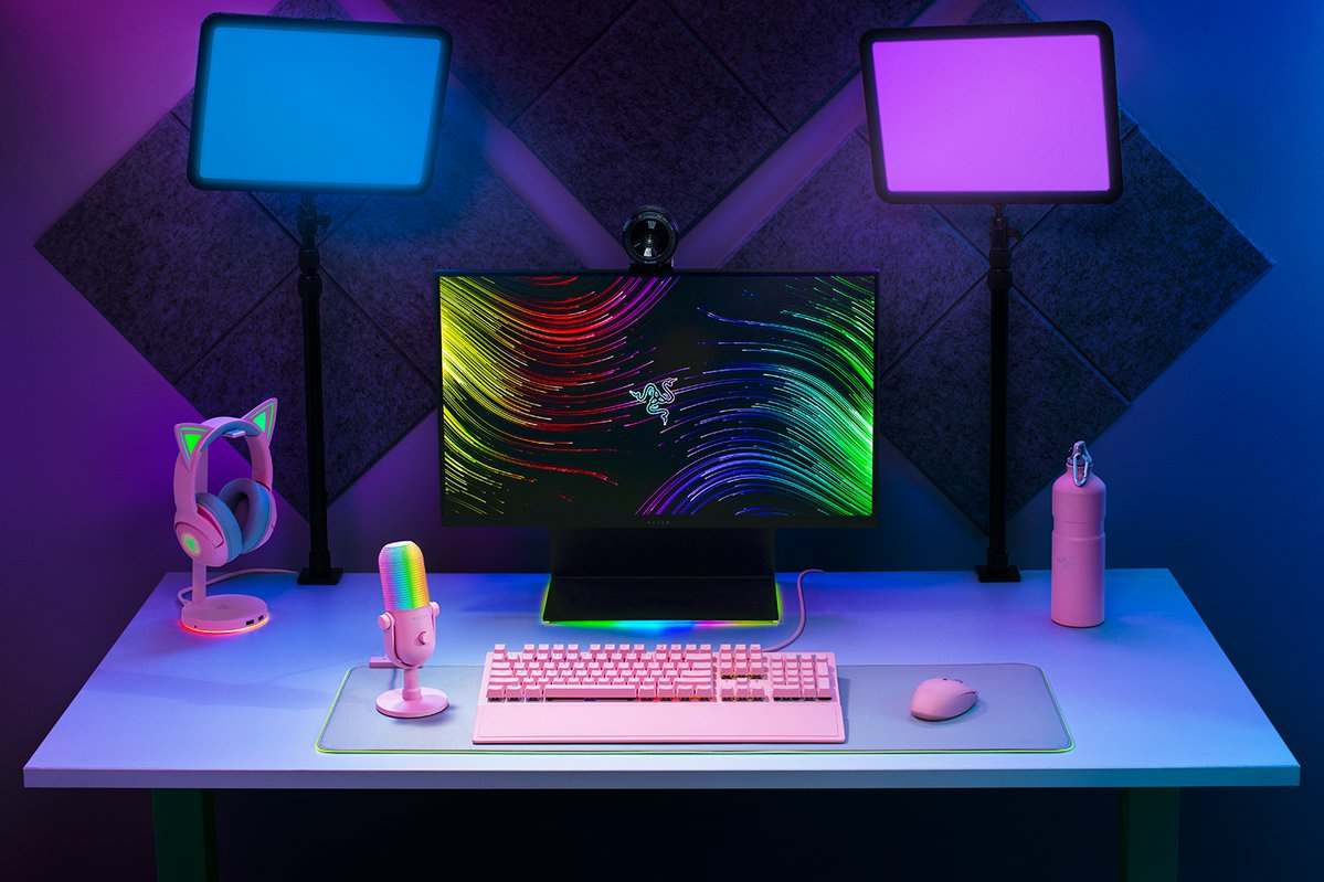 Razer Seiren V3 Chroma - RGB USB-Mikrofon - Supernieren Kondensator-Mikrofon mit Tap-to-Mute (Reaktive Beleuchtung, Digitaler Verstärkungsbegrenzer und integrierter Schockdämpfer) Quartz