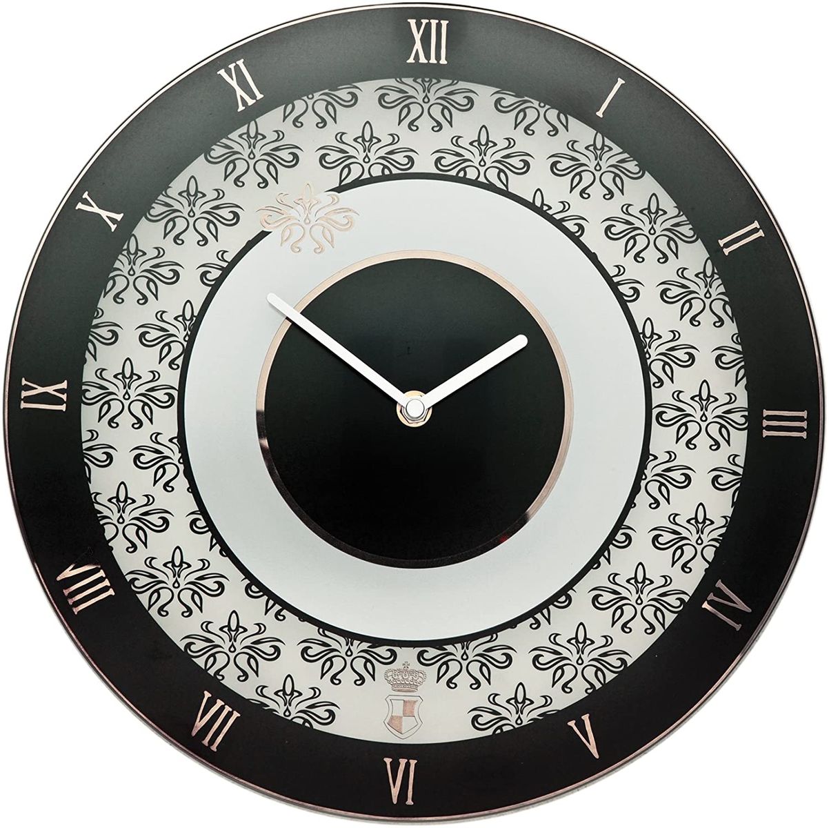 Goebel Château Wall Clock Wall Clock Kitchen Clock Decoration, Glass – Black and White Floral 27050221