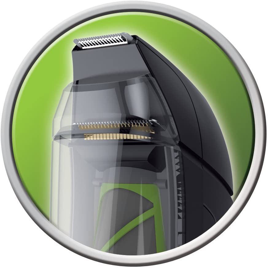 Remington beard trimmer men lithium removable vacuum chamber mains battery operation 12 length settings 0.5-18mm 2 attachment heads: 32mm + 20mm trimmer storage bag Beard trimmer MB6850.