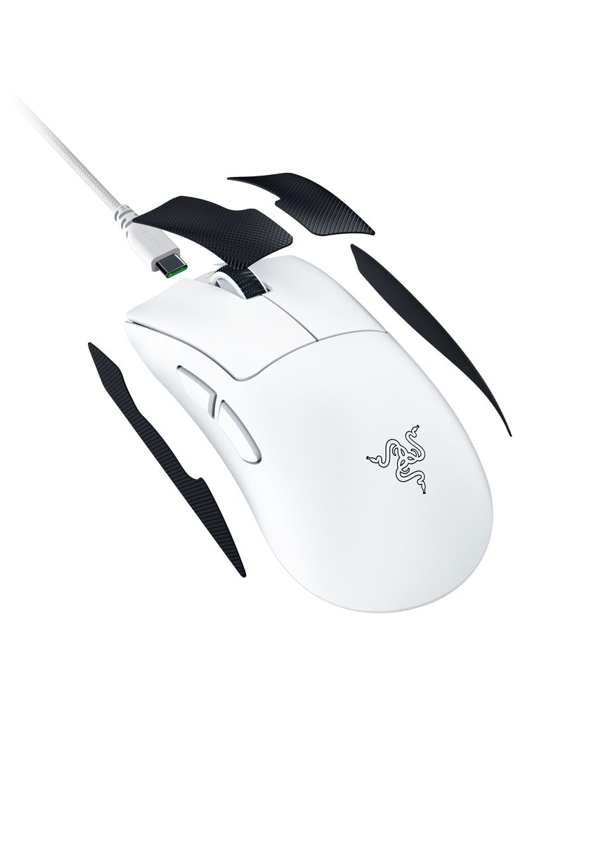 Razer DeathAdder V4 Pro Maus Gaming kabellos RF + USB Type-A, rechts, Optischer Sensor 45000 DPI, Weiß, 6 programmierbare Tasten, 8000 Hz