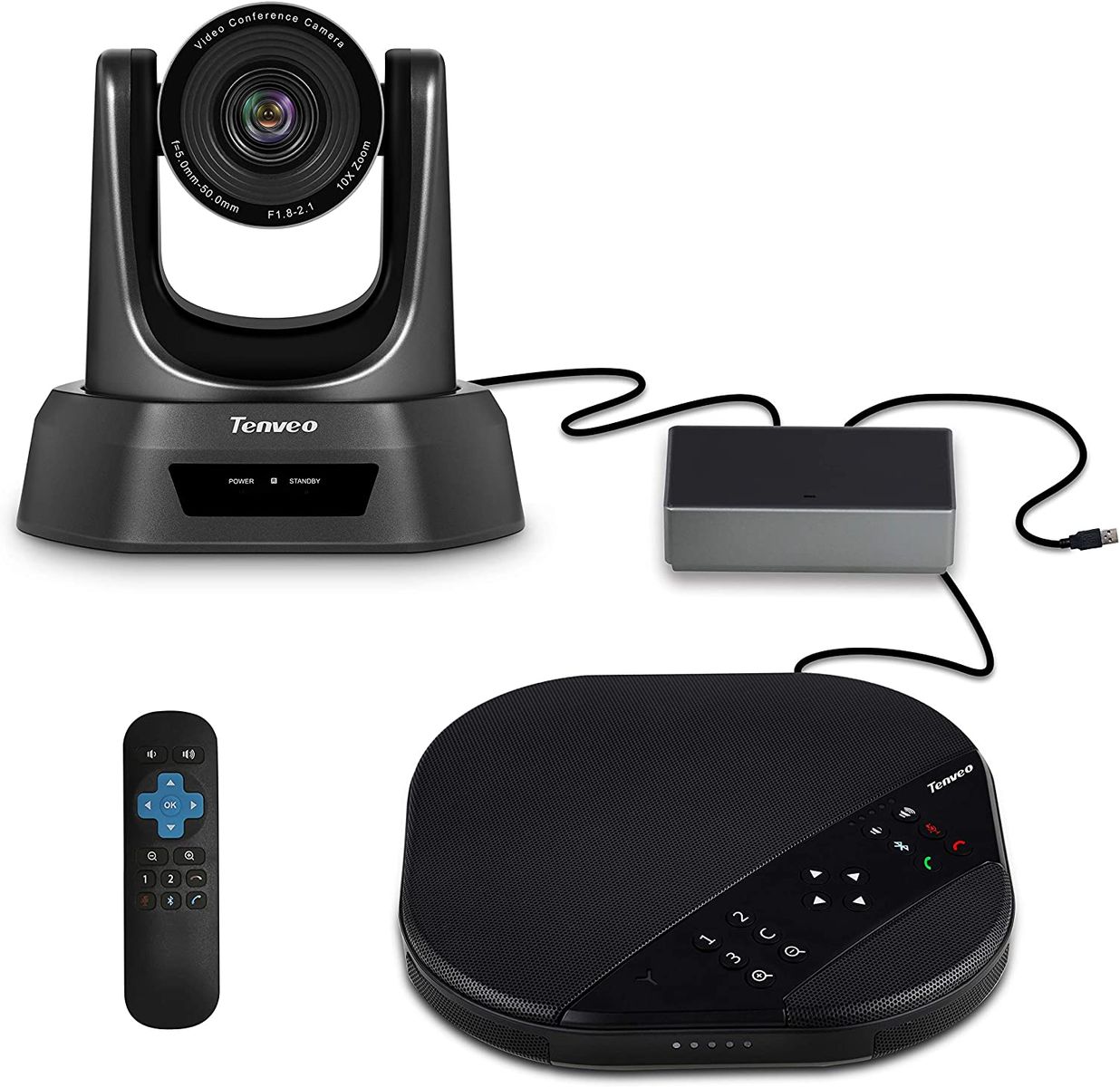Tenveo ConferenceCam Connect All-in-One Video Collobile Solution for Groups - 10 x Zoom PTZ Conference Room Camera, USB Speakerphone (FR-VA3000)
