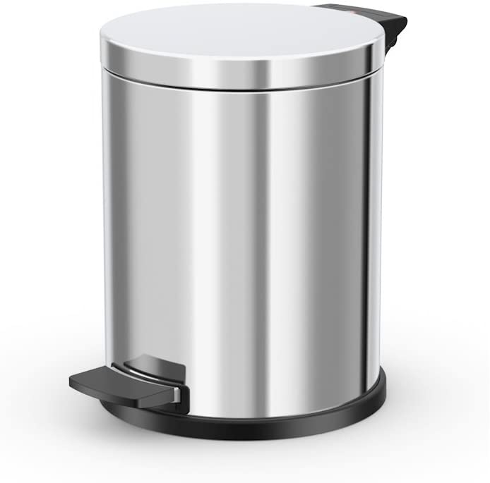 Hailo Solid M Rubbish Bin, 1 x 12 Litres, Pedal Bin with Galvanised Inner Bucket, Self-Extinguishing, Carry Handle, Non-Slip Feet, Kitchen Rubbish Bin, Made in Germany, Stainless Steel