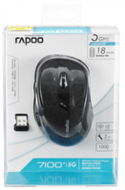 rapoo 7100P Optische 1.000 DPI 5GHz Wireless Ergonomische 6-Tasten Maus schwarz