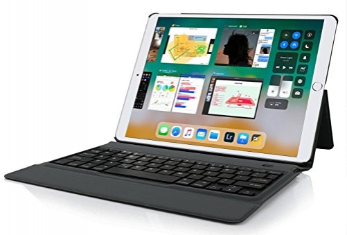 IVSO Bluetooth Tastatur Case für Apple iPad Pro 10.5 Tablet Schwarz DE-Layout