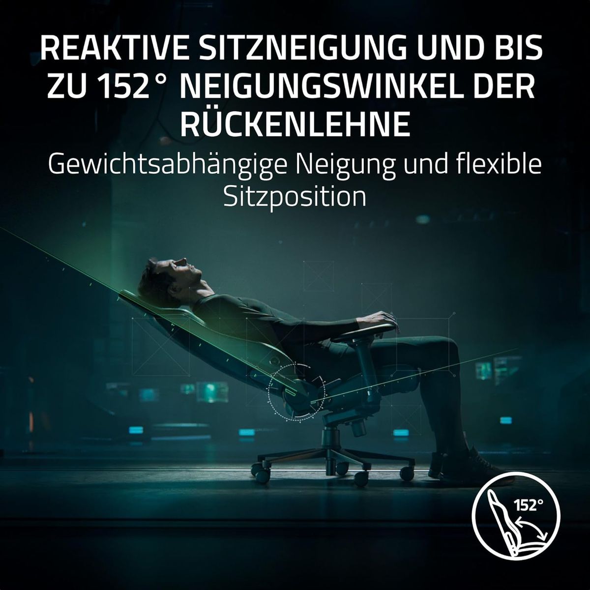 Razer Iskur V2 - Gaming-Stuhl mit adaptiver Lordosenstütze (Polster aus hoch verdichtetem Schaumstoff, Umweltfreundliches lösungsmittelfreies EPU-Kunstleder, 4-D-Armlehnen) Grün