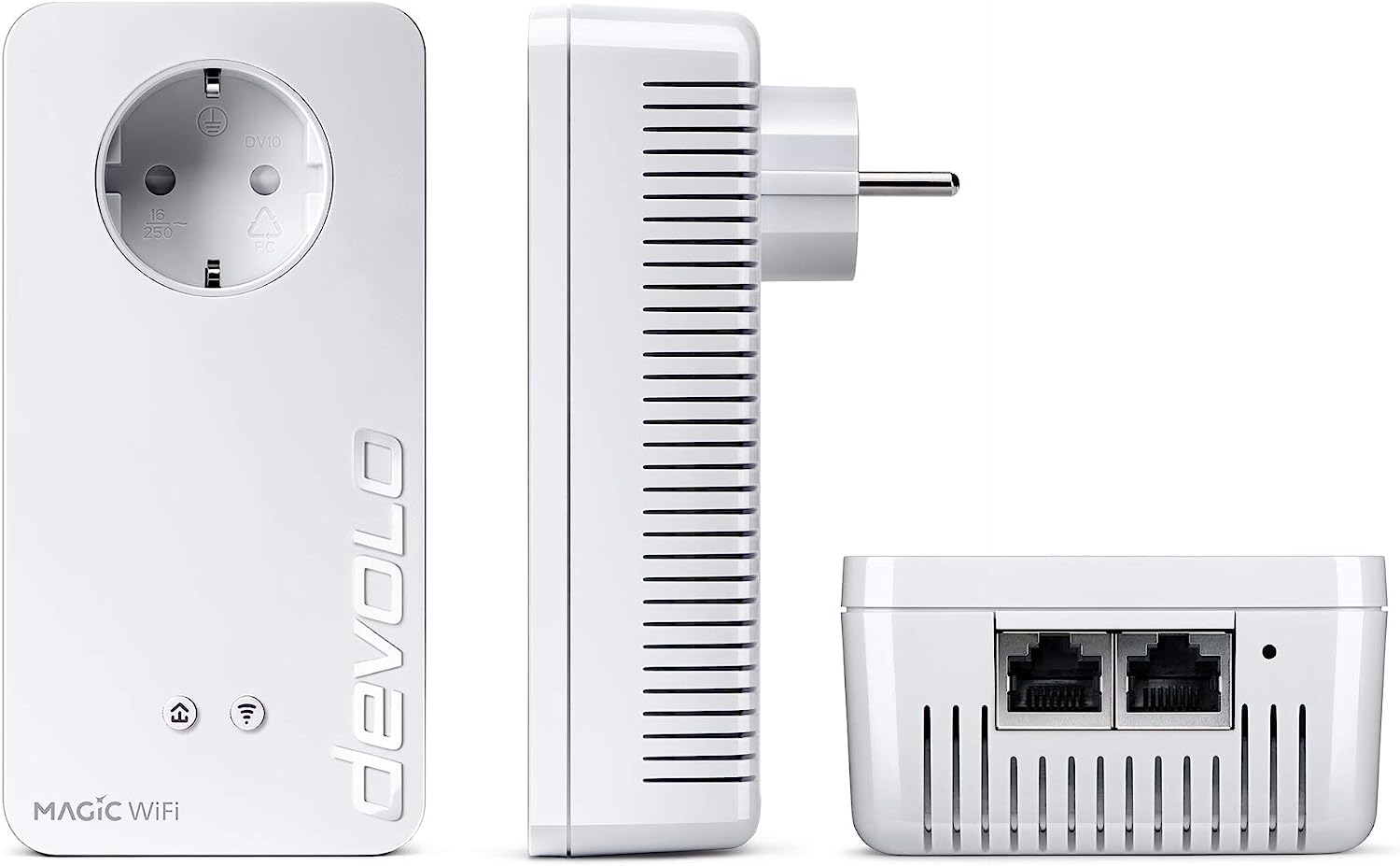 devolo Magic 1 WiFi Gaming Kit, WLAN Powerline Adapter -bis zu 1.200 Mbit/s, Mesh WLAN, WLAN Steckdose, ideal für Cloud Gaming, 2x LAN Anschluss, weiß mit WLAN Gaming Kit Single
