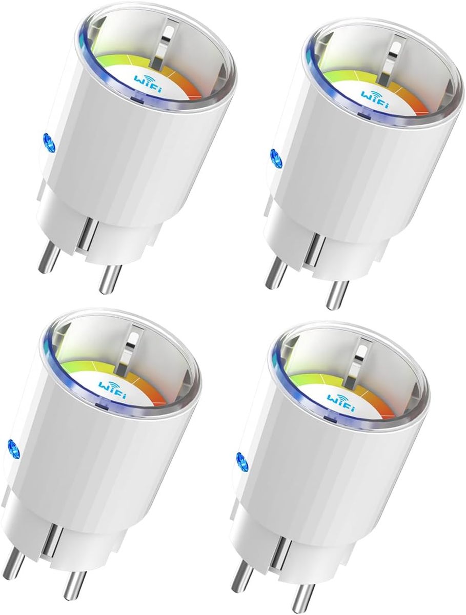 SMARTERCURRY W10dc Smart WLAN Steckdose Mini 13A mit Strommessung, Zeitschaltuhr, Kompatibel mit Alexa & Google Home, Kompaktes Design, 4er Set, Typ F (EU)