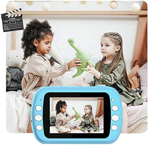i-Paint P9 Sofortbildkamera für Kinder, Druck B/N auf Thermopapier, Kamera 1080P Digitale FHD-Kamera, 3,5 Zoll LCD, 32 GB Micro-SD, Blau