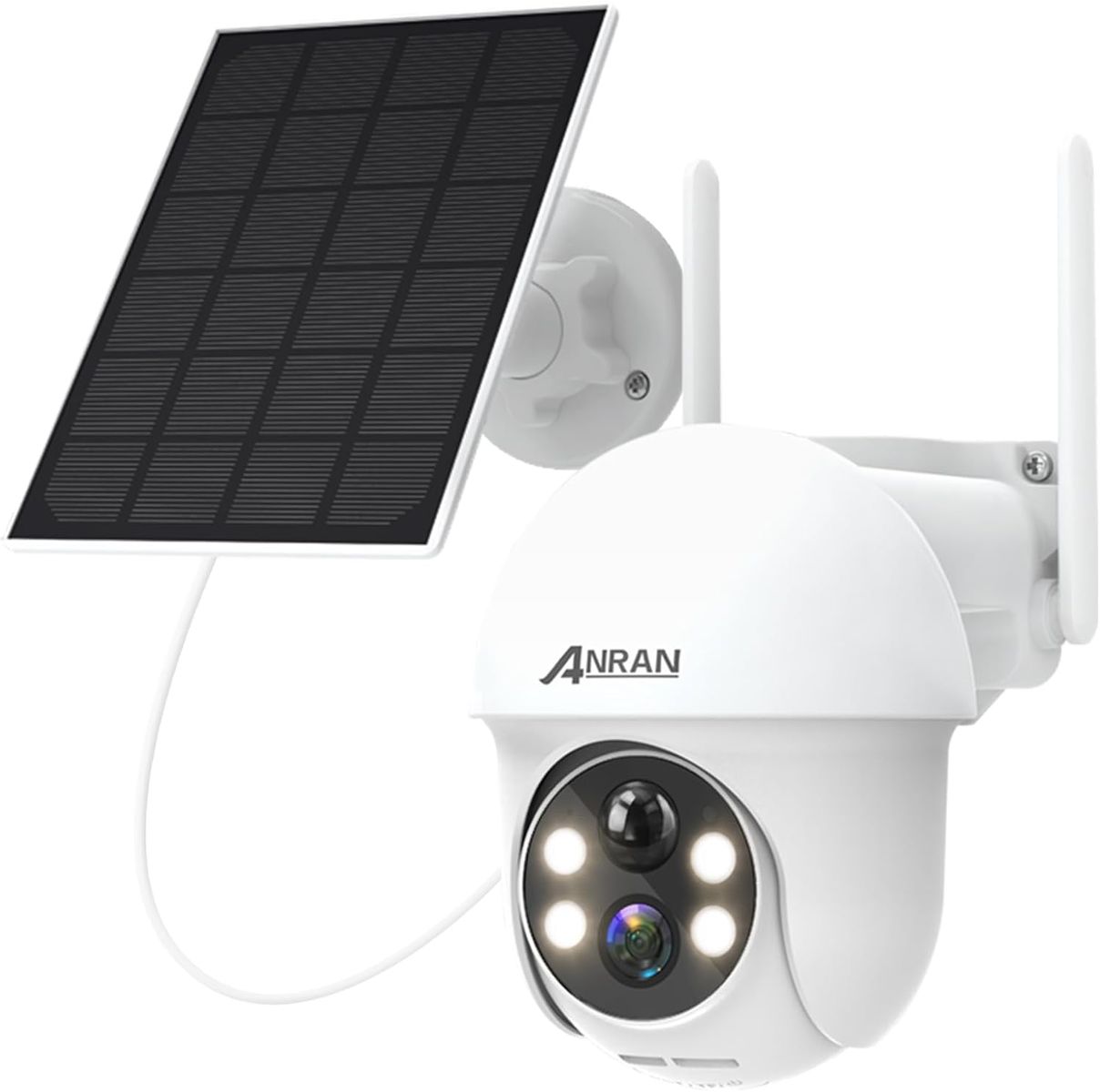 ANRAN Q01 White Außen-Überwachungskamera Akku & Solarpanel, 3 MP, 360° PTZ, PIR-Bewegungsmelder, Farb-Nachtsicht, 2-Wege-Audio, WLAN