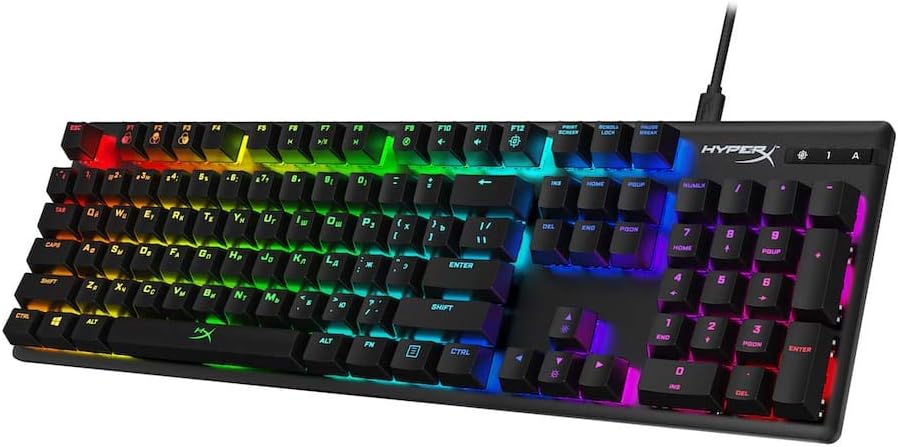 HyperX HX-KB6RDX Alloy Origins, mechanische RGB-Gaming-Tastatur, rote Schalter - (UK Layout - QWERTY)