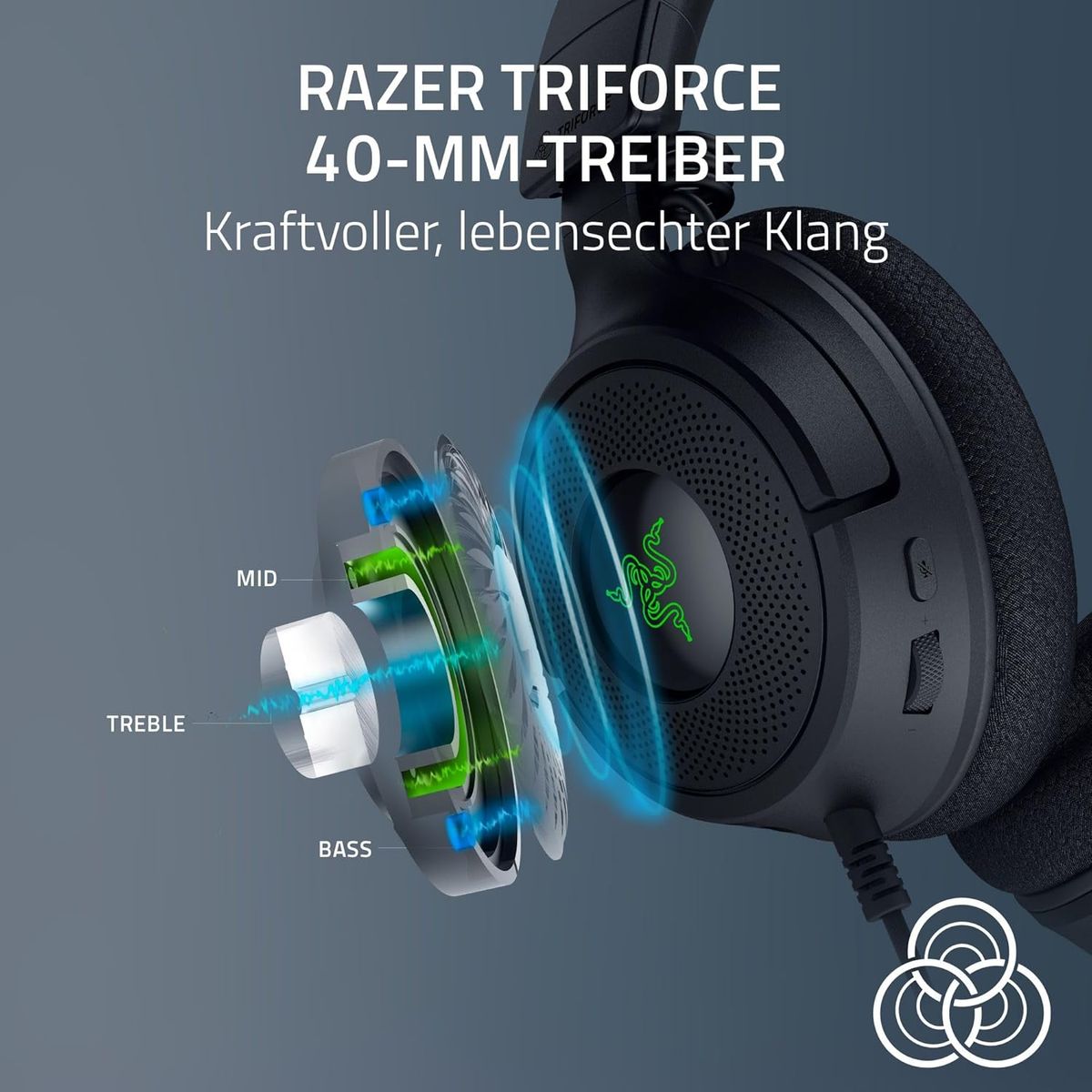 Razer Kraken V4 X - Kabelgebundenes PC-Gaming-Headset (Triforce 40-mm-Treiber, einziehbares Nierenmikrofon, 7.1-Surround-Sound, Chroma RGB, für PC - Konsolen & Mobiltelefone über USB-C) Schwarz