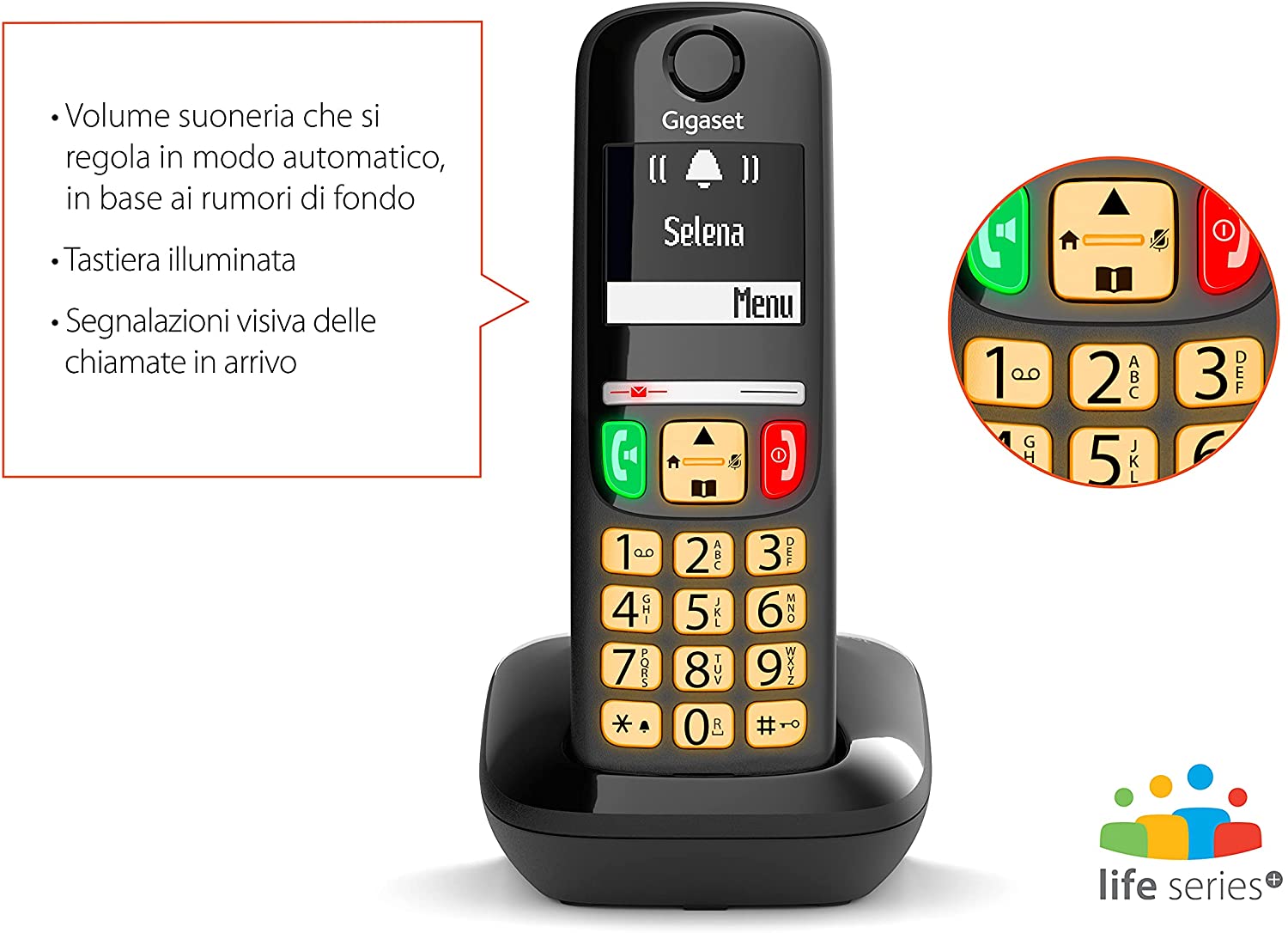 Gigaset E275 Das Neue schnurlose Telefon großen Tasten große Zahlen Starke Klingeltöne. Italien