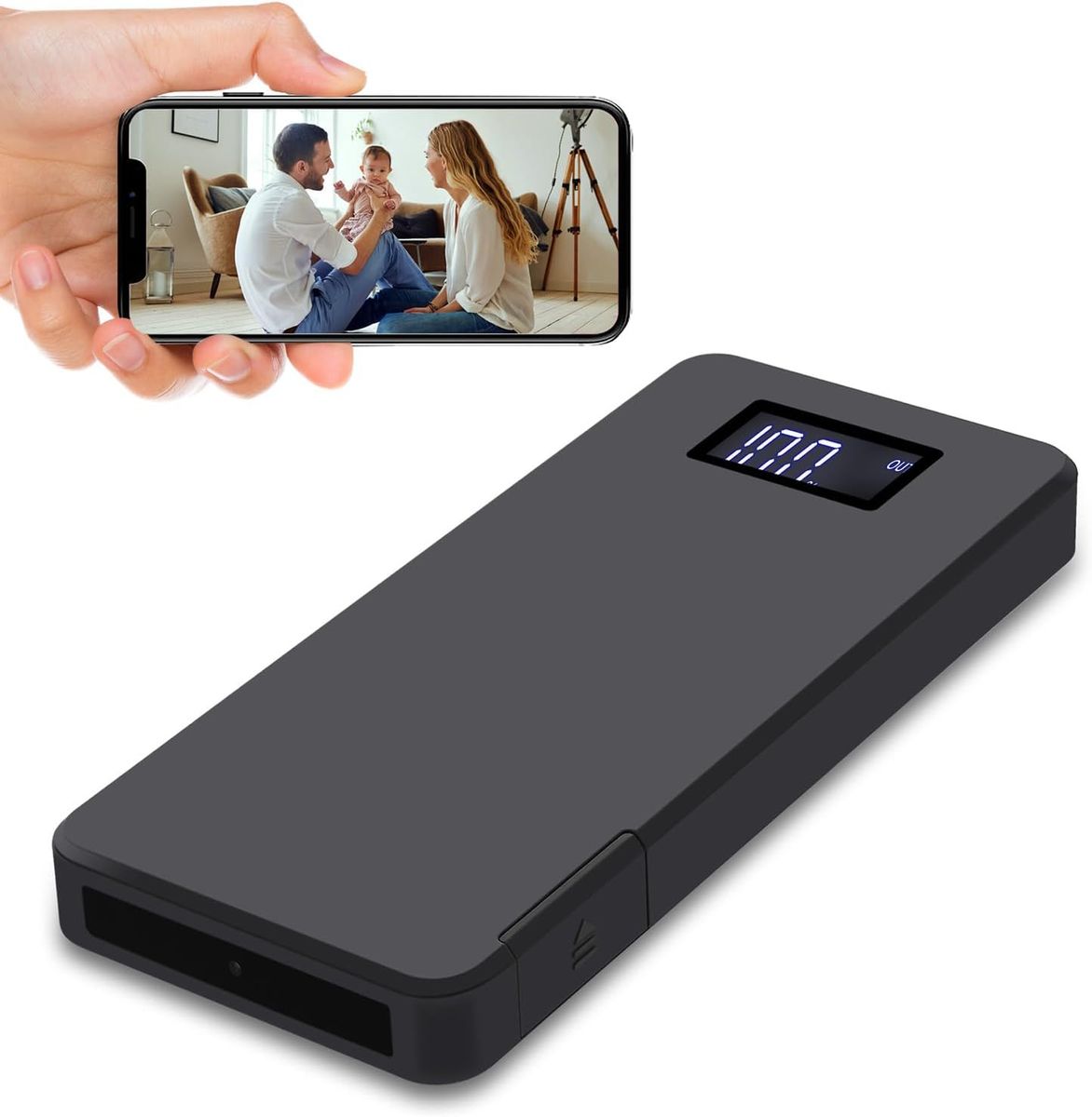Biddsgg GB66040 Mini-Überwachungskamera 1080P WLAN Akku 10000 mAh Nachtsicht Bewegungserkennung Portable Innen P2P