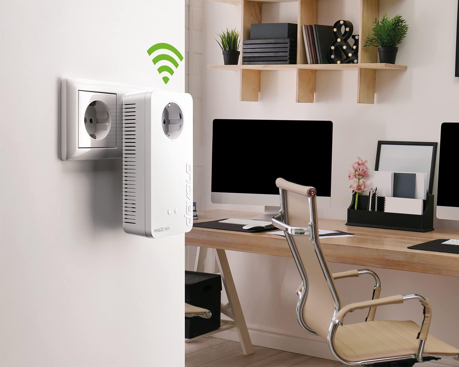 devolo 8815 Magic 2 WiFi 6 Erweiterungsadapter, WLAN Powerline Adapter -bis zu 2.400 Mbit/s, Mesh WLAN Access Point, 2X Gigabit LAN Anschluss dLAN 2.0, weiß