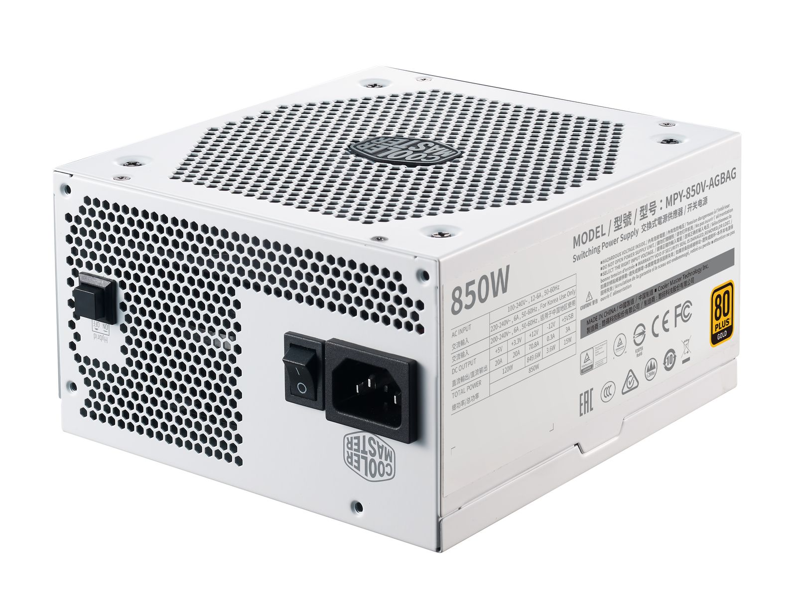 Cooler Master V850 Gold-V2 White Edition Netzteil 850 W 80 PLUS Gold Vollständig modular ATX 2.51 Weiß