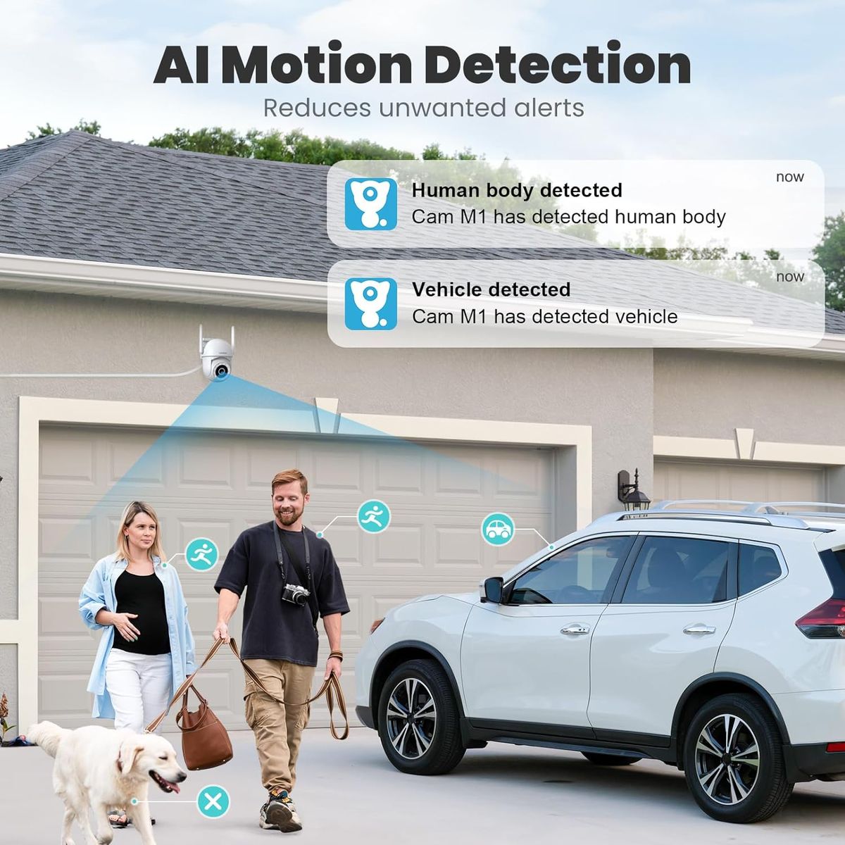 litokam Überwachungskamera Aussen, 4MP WLAN Kamera Outdoor mit Bewegungserkennung, Zwei-Wege-Audio, 360° PTZ Kamera überwachung aussen, WLAN Überwachungskamera Außen für Babyphone mit Alexa 1 Stück-2.4Ghz Weiß