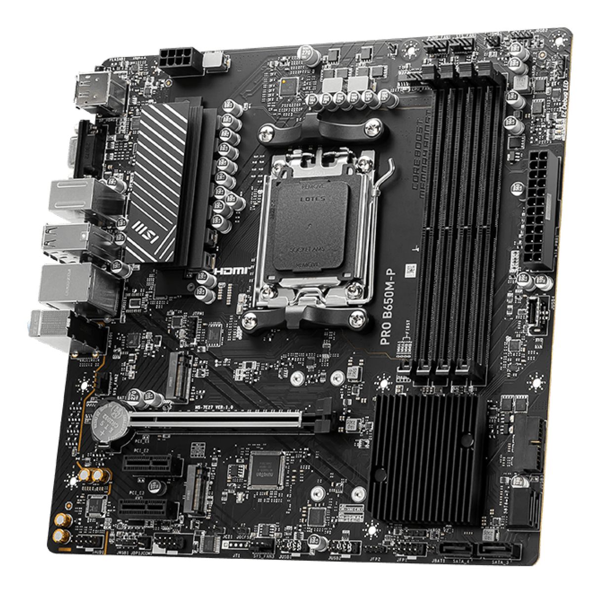 MSI PRO B650M-P Mainboard AMD B650 Sockel AM5 micro-ATX, DDR5, 2.5 Gigabit Ethernet, M.2, HDMI 2.1, Realtek ALC897