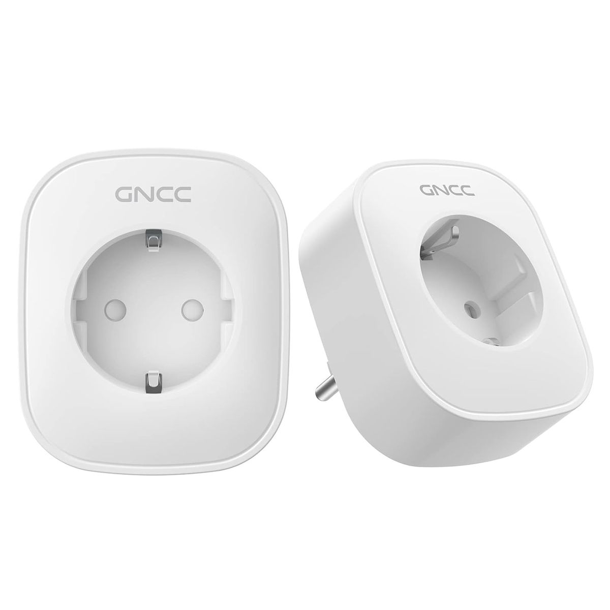 GNCC WLAN Smart Steckdose mit Energieverbrauchskontrolle Fernbedienung & Sprachsteuerung, Intelligente Steckdose Funktioniert mit Alexa/Google Home, Nur 2.4GHz WIFI, 16A 3680W，2 Stücke 2 Packs